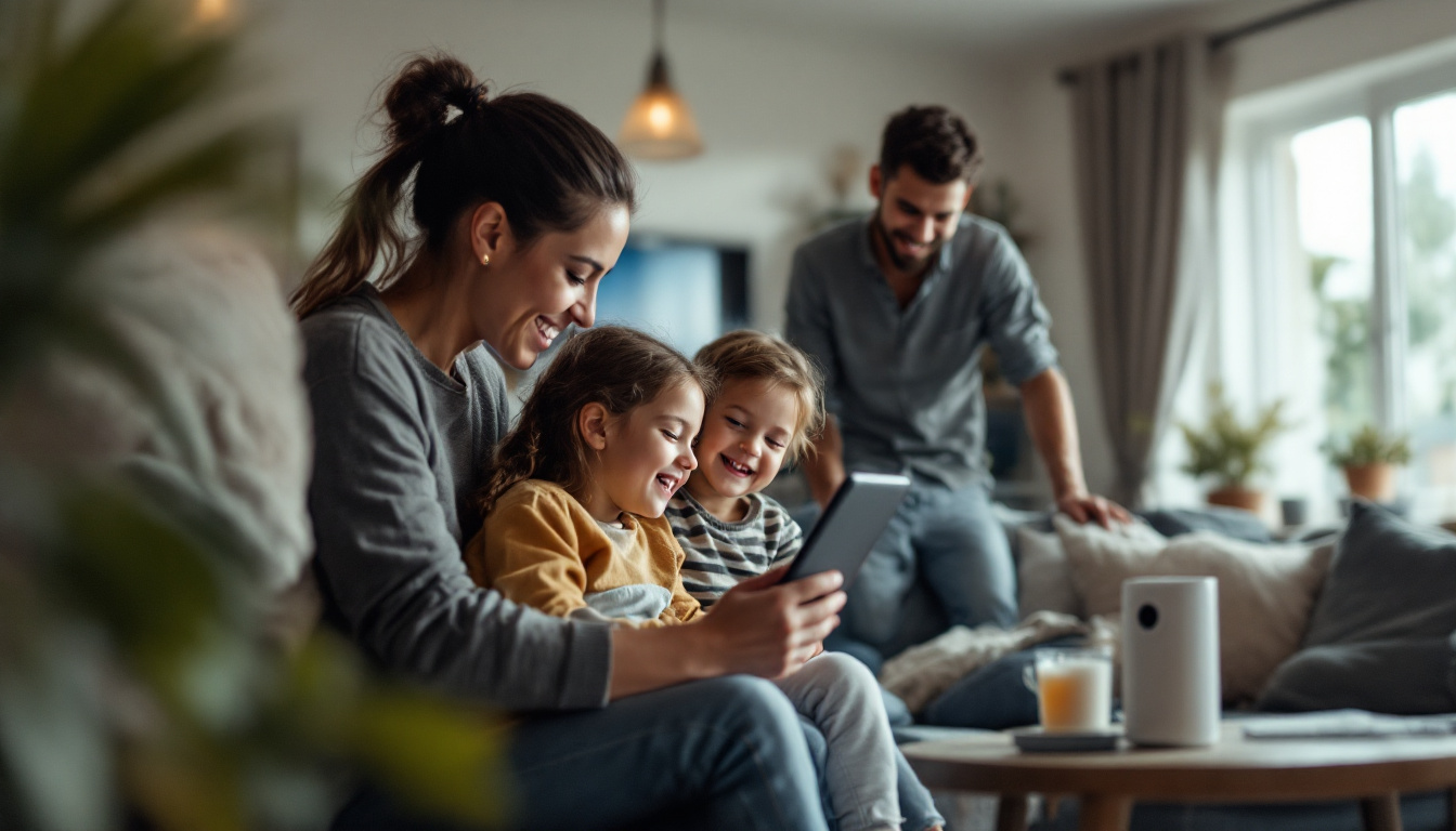 Family enjoy being protected by a residential security system